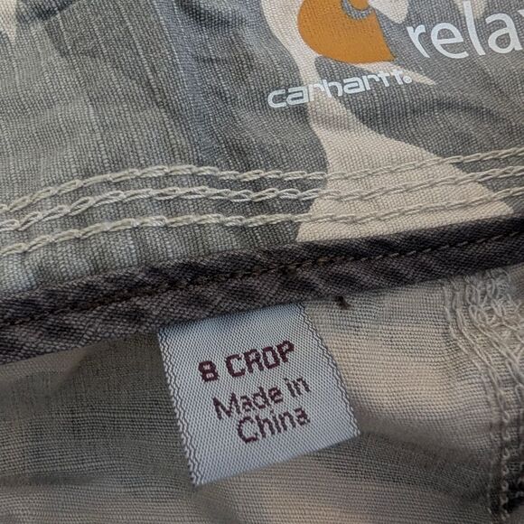 Carhartt Relaxed Fit El Paso Crop Pants Camo Gray Size 8 - Picture 7 of 7